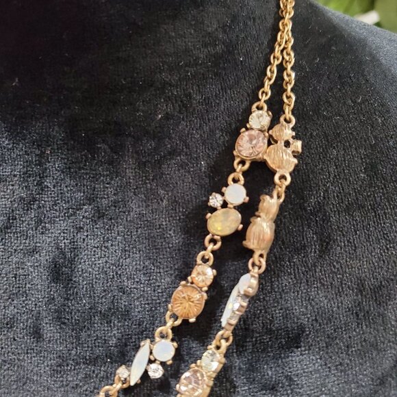 Women's Gold Tone Beaded Double Strand Chain Fashion Jewelry Necklace - Picture 2 of 4